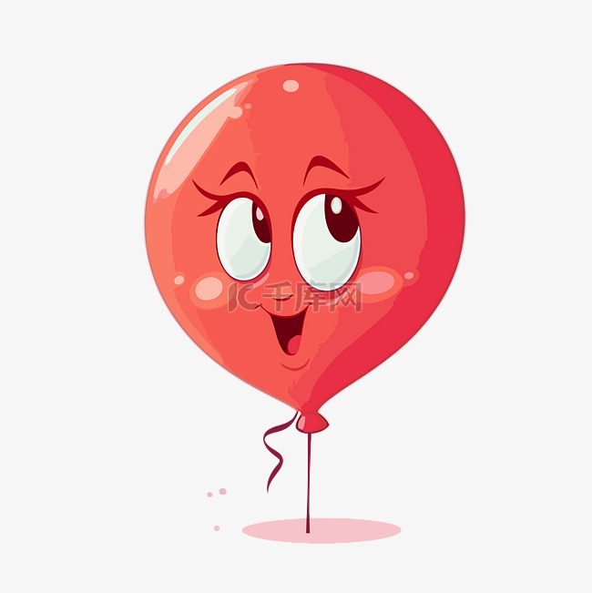 红色气球剪贴画可爱的卡通气球，