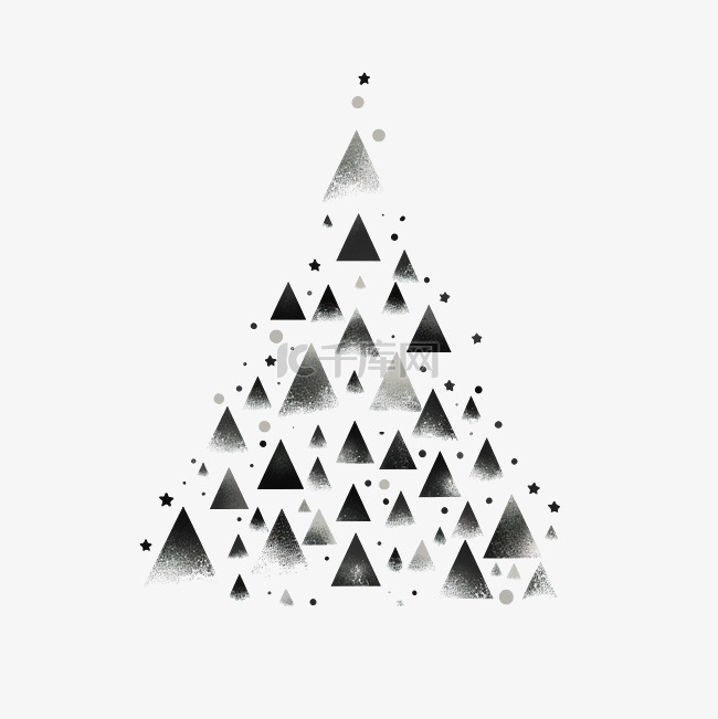 几何圣诞树素描剪影简约简单矢量