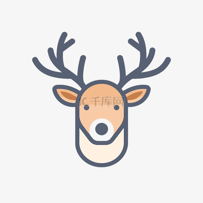 白色背景上鹿脸的图标 向量