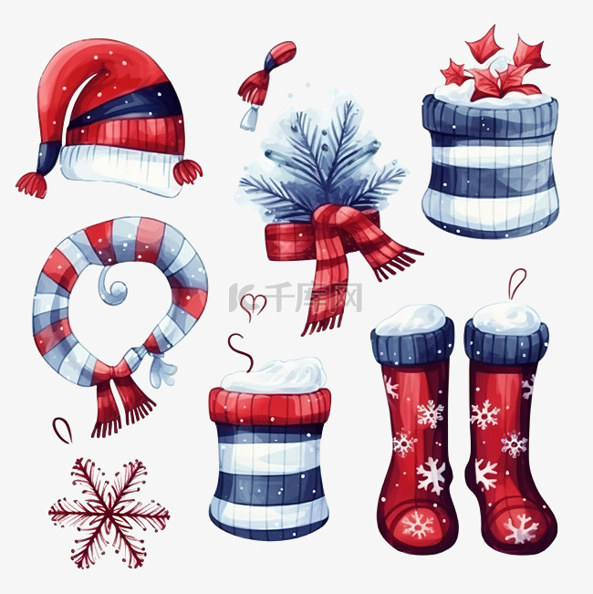 一套可爱的圣诞套装冬季配饰帽子