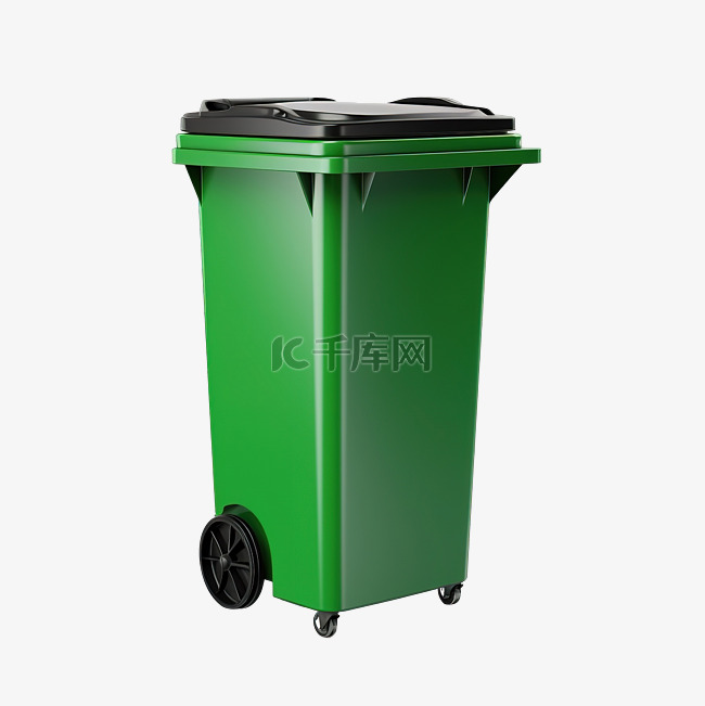 3d 孤立的绿色垃圾桶