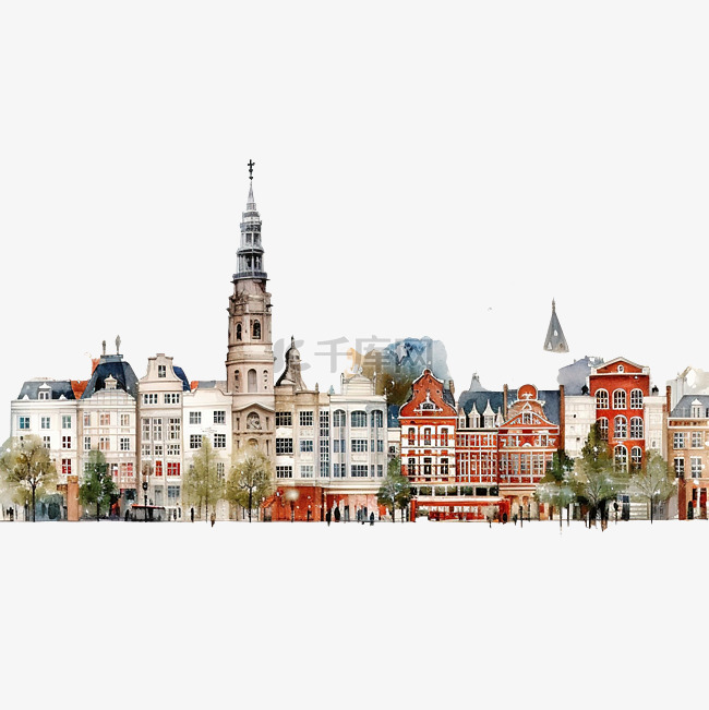 荷兰海牙的城市景观与圣诞装饰