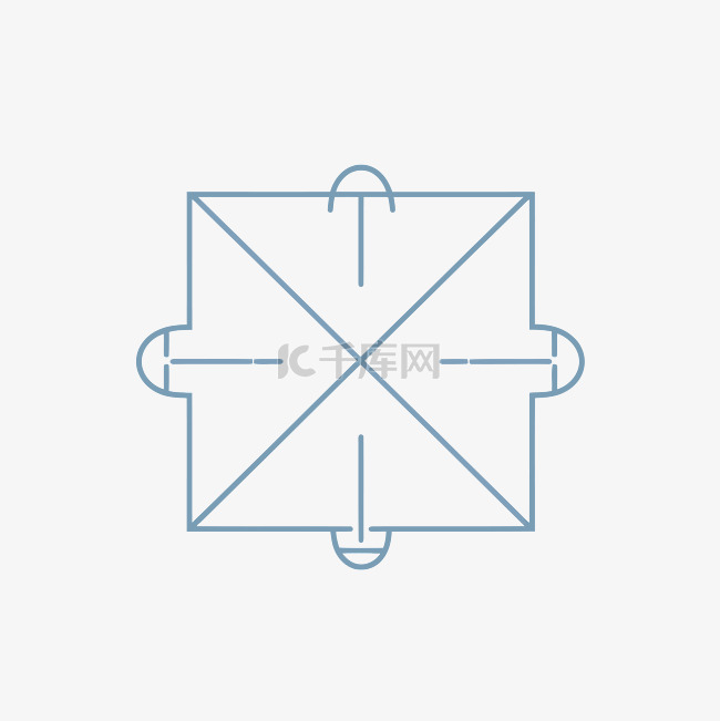 一个空的正方形，上面有四条线 