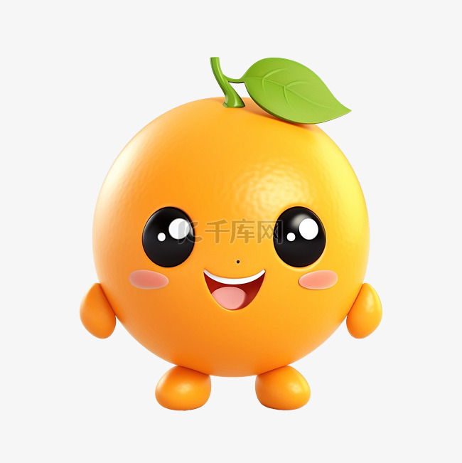 可爱的快乐橘子角色人工智能生成