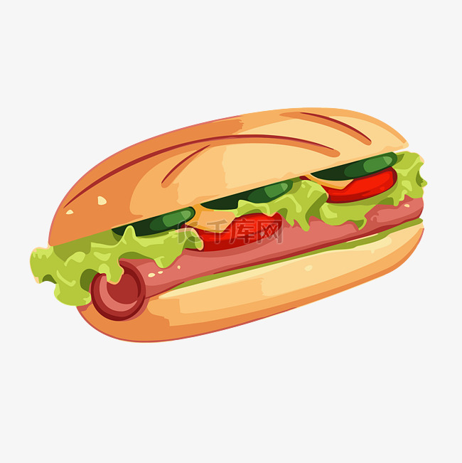 三明治剪贴画面包插图与卡通热狗