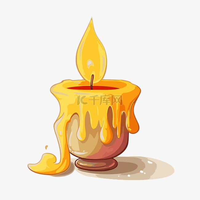 蜡烛剪贴画 卡通蜡烛，上面浇着