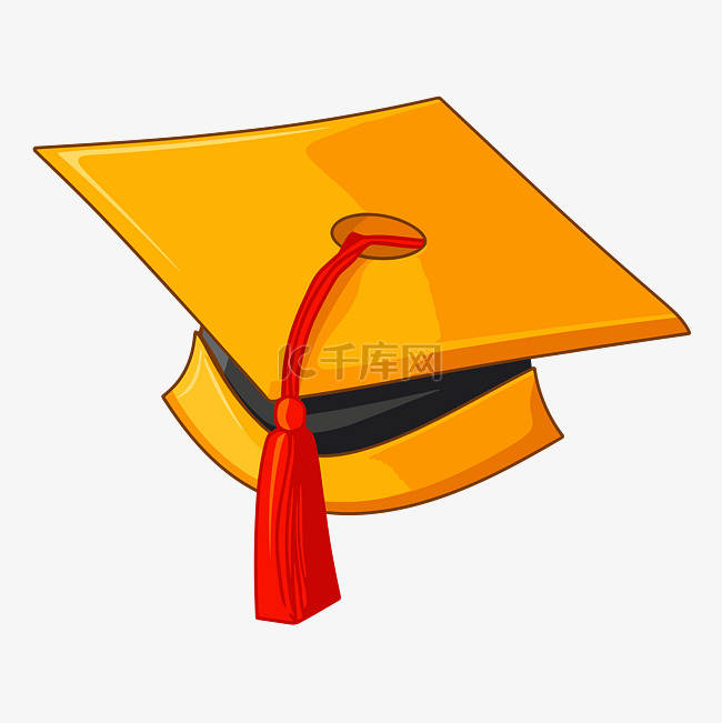 毕业帽剪贴画 黄色毕业帽，带红