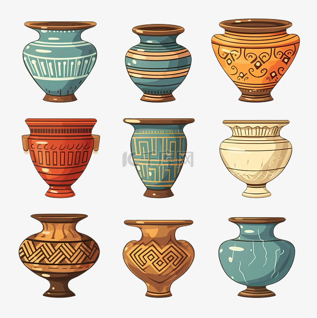 碗或花瓶古代陶器插图