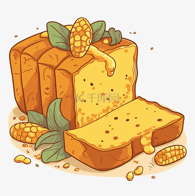 玉米面包剪贴画卡通风格玉米面包
