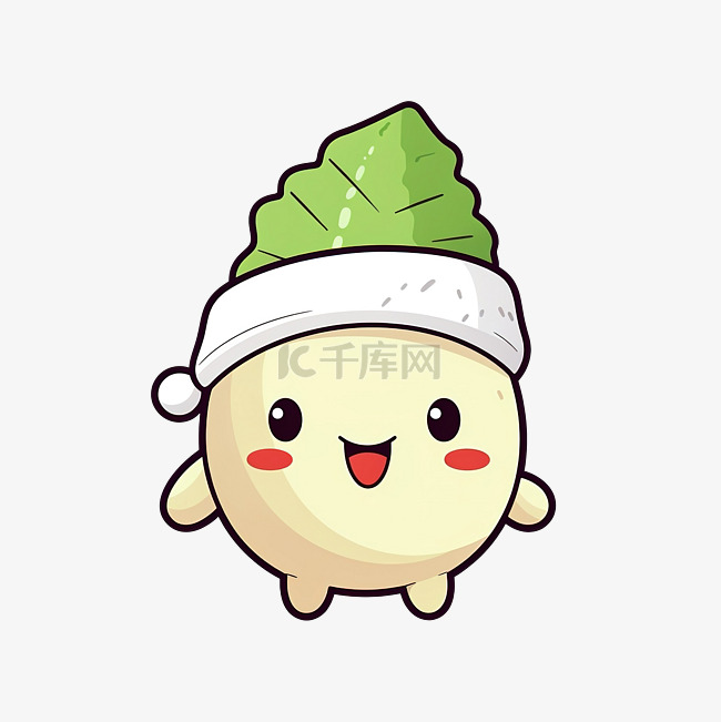 圣诞帽中可爱有趣的木薯角色矢量
