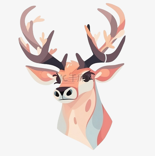 简约风格的驯鹿脸插图