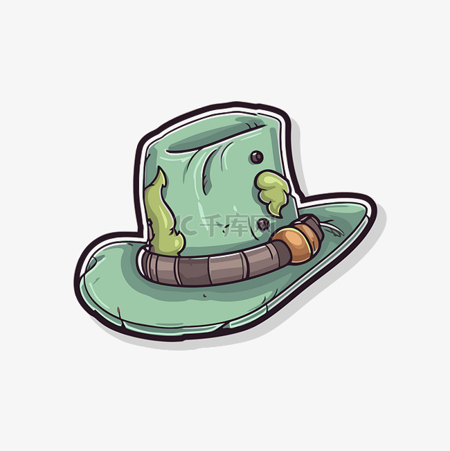 绿色高顶帽子戴在头上的帽子插图
