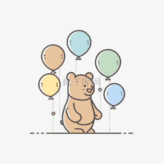 卡通熊与气球的绘图 向量