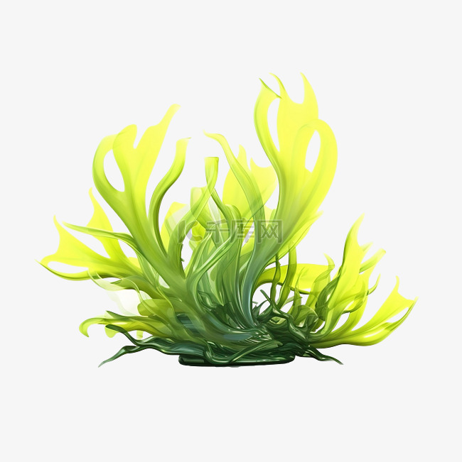 3d 插图海藻在自然中的集合