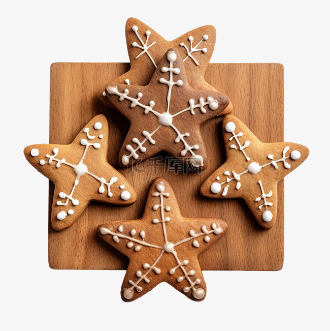 木板上星星形状的圣诞饼干