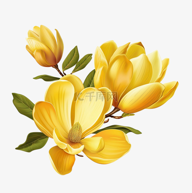 现实的黄玉兰孤立美丽春天的花朵