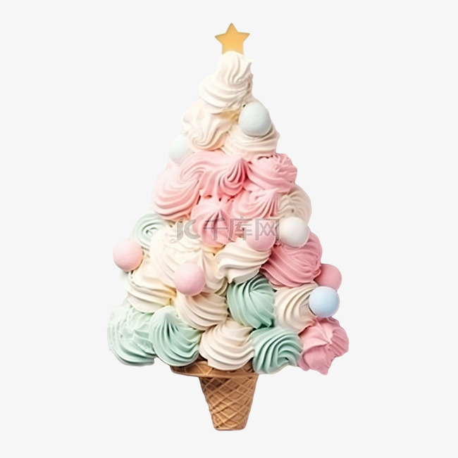 用冰淇淋华夫饼锥制作的创意圣诞