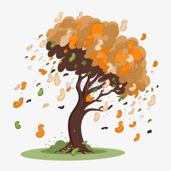 落下的树剪贴画 秋天的树 落下