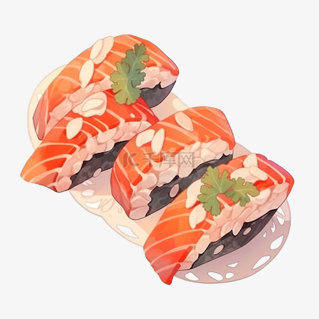 三文鱼寿司米饭顶视图日本料理美