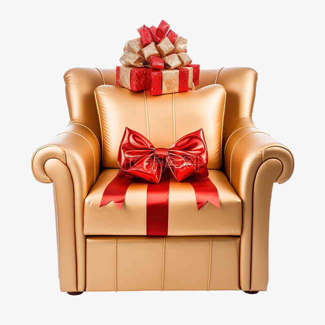 舒适的红色和金色扶手椅，配有圣