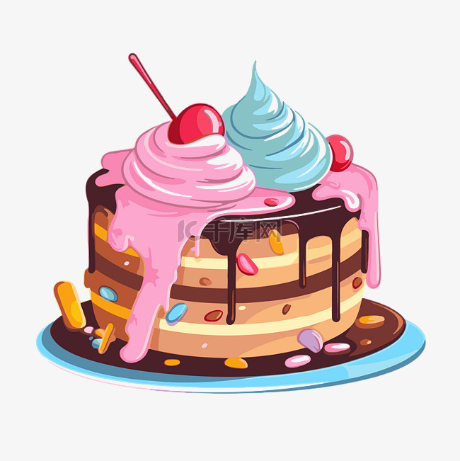 冰淇淋蛋糕剪贴画卡通插图的蛋糕