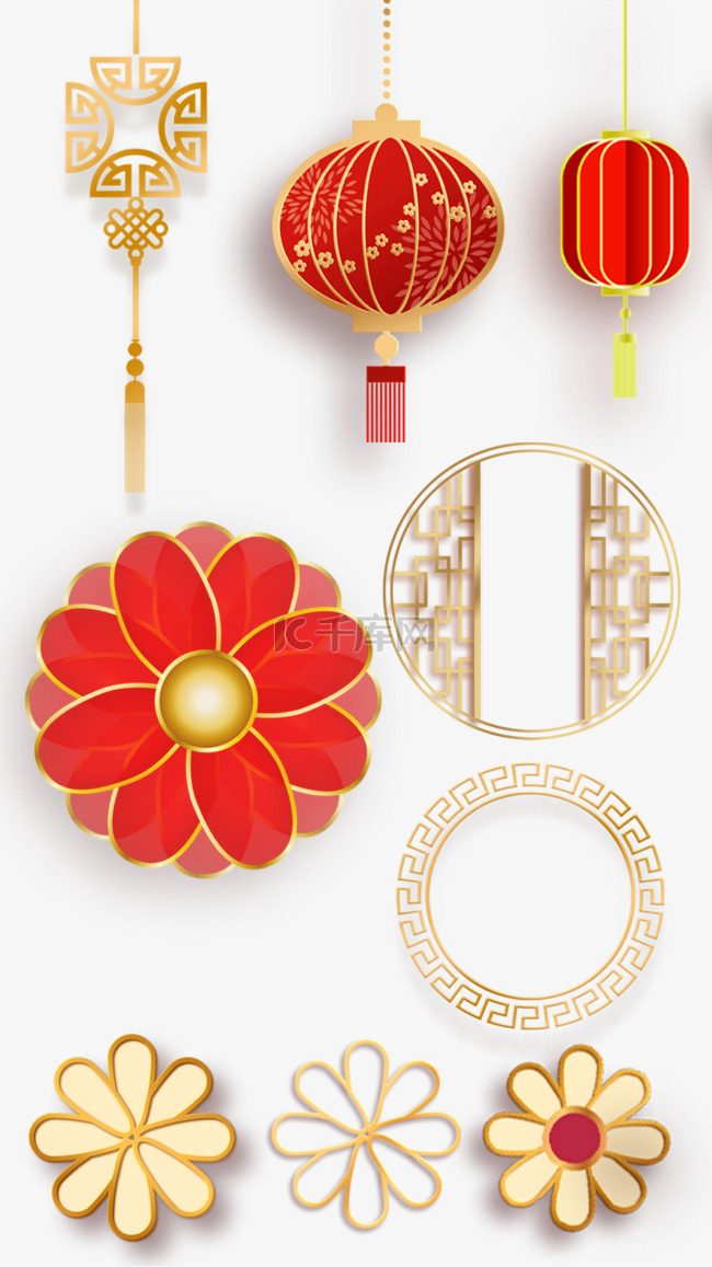 中国新年春节组图竖图立体花朵