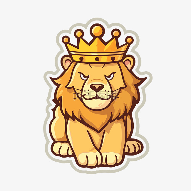 狮子与皇冠图标贴纸矢量剪贴画