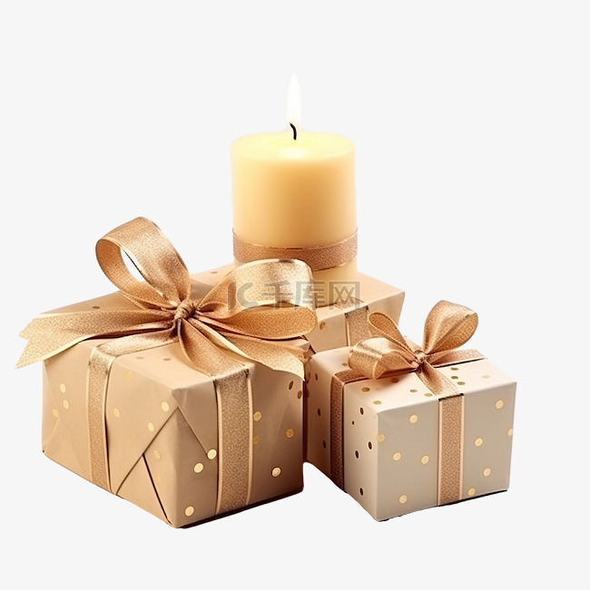 带蜡烛和礼品盒的圣诞组合物