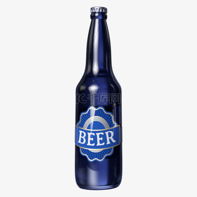 啤酒瓶3d蓝色立体