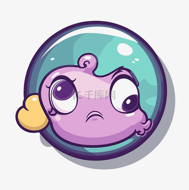 气泡中的卡通章鱼，眼睛表示愤怒