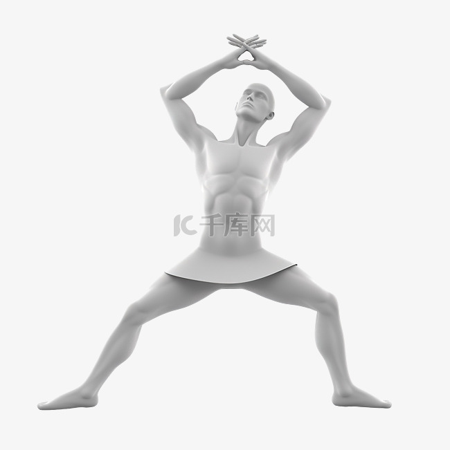 做瑜伽姿势的人的 3d 插图