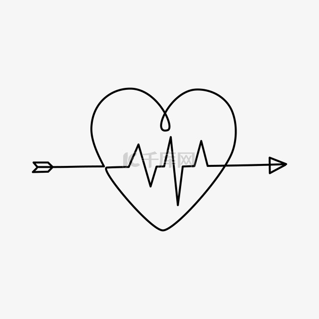 情人节线条爱心心跳