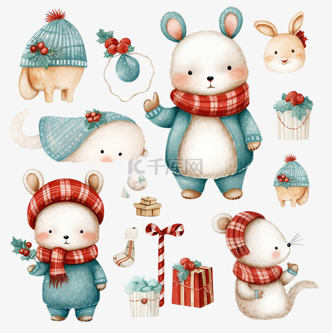 婴儿圣诞假期系列与兔子