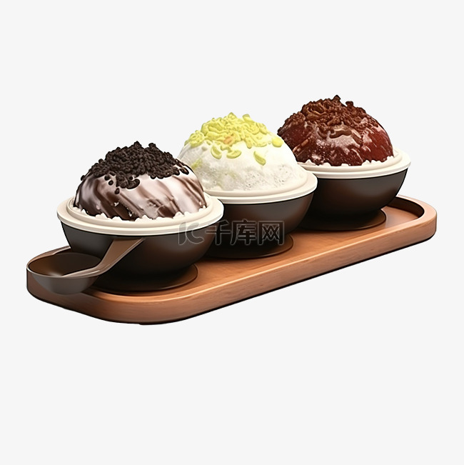 巧克力 bingsu 刨冰的 