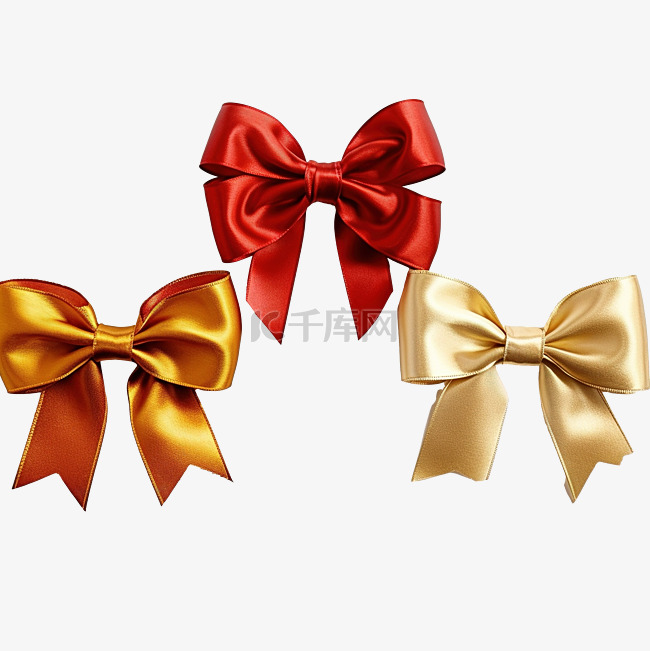 金色和红色圣诞蝴蝶结