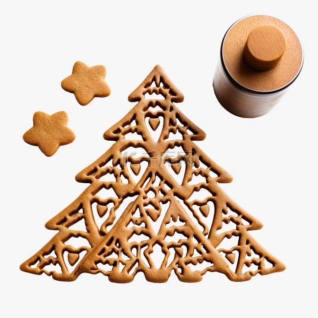 用塑料切割机制作圣诞树形状饼干