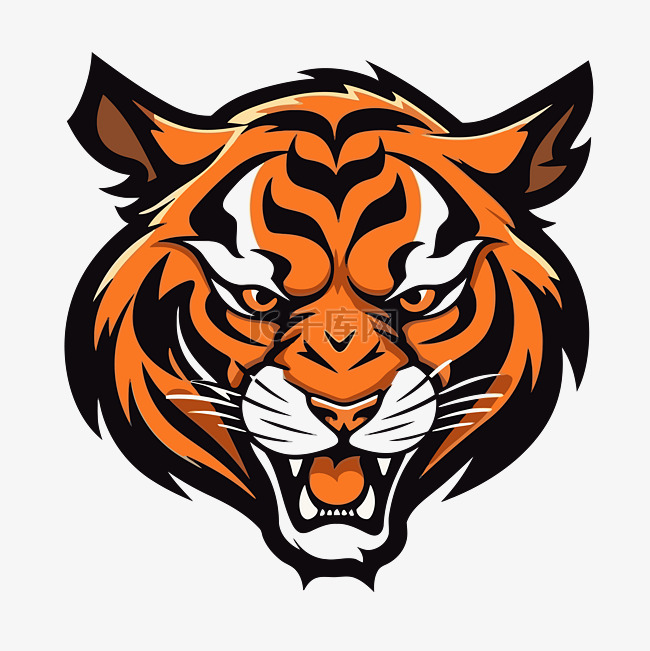 孟加拉虎标志剪贴画橙色和黑色愤