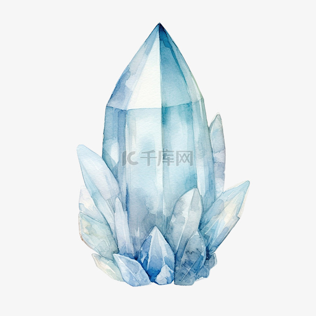 水晶月光石的水彩插图