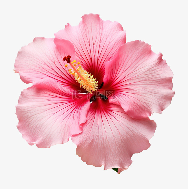 孤立背景下盛开的粉红色芙蓉花