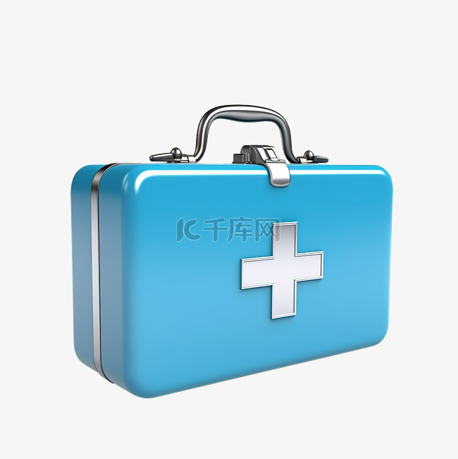 插画3D药盒医疗救助包