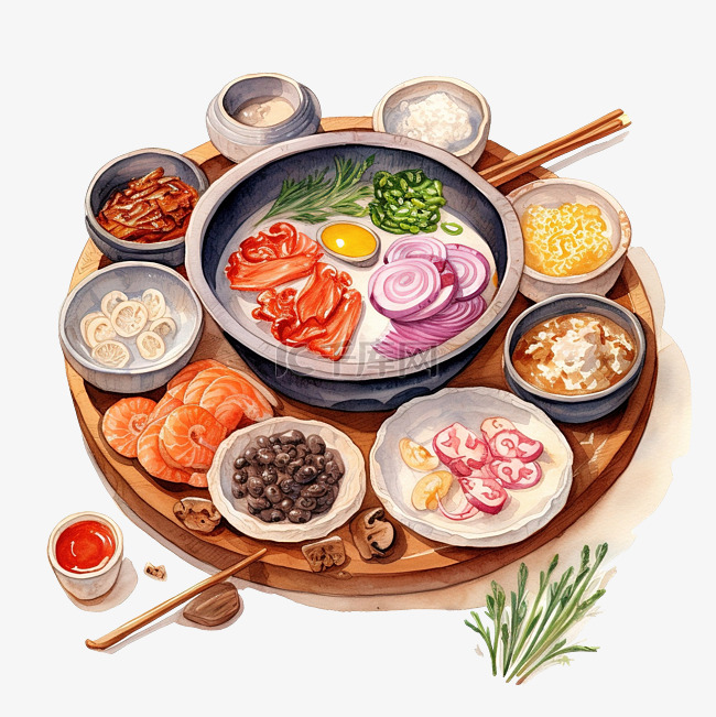 水彩韩国食品