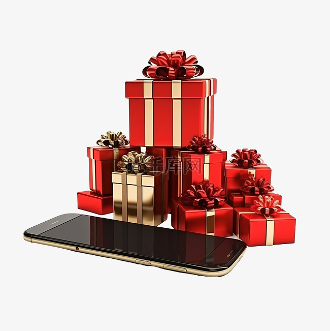 带智能手机的网上圣诞购物概念