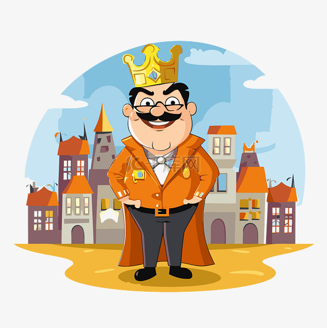 市长剪贴画卡通风格国王 向量