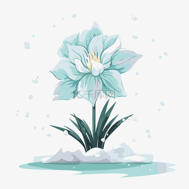 冬天花剪贴画蓝色的花在雪花卡通