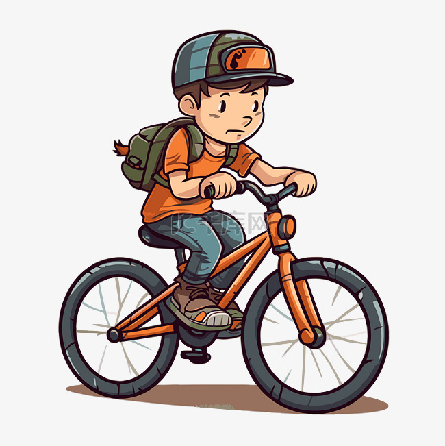 骑自行车剪贴画卡通卡通小孩骑自
