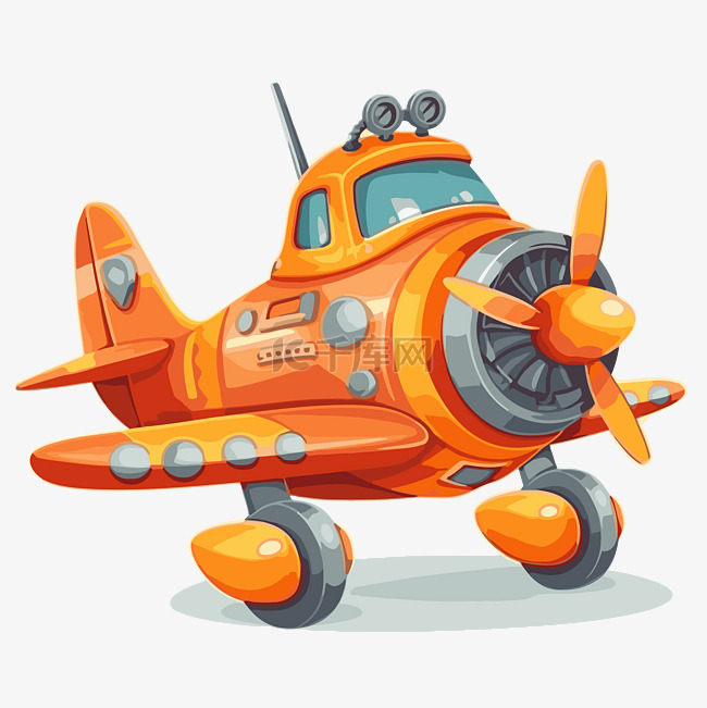 喷气剪贴画橙色卡通卡通飞机从航