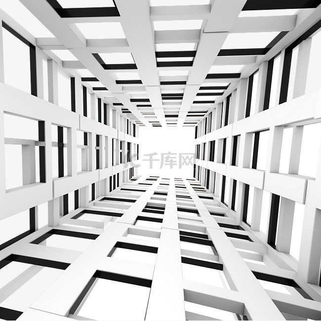 抽象的多个方块像隧道一样嵌套