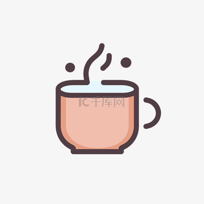 白色背景上的一杯热咖啡的图标 