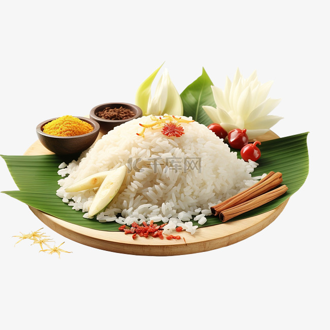 亚洲食品泰式米饭 3d 插图