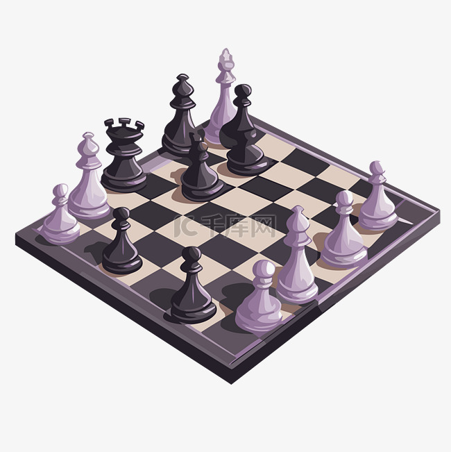 棋盘剪贴画 有一个带有紫色棋子